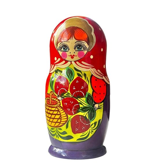 Hand Painted Russian Matryoshka Nesting Dolls Set Of 5 6.5-Inch Tall - Picture 9 of 11
